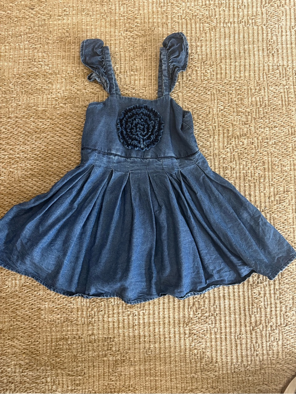 Habitual Navy Blue Ruffled Strap Dress with Rosette